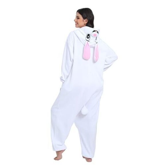 ADULT RABBIT ONESIE ANIMAL PAJAMAS HALLOWEEN COSPLAY COSTUME WOMEN MEN ONE PIECE